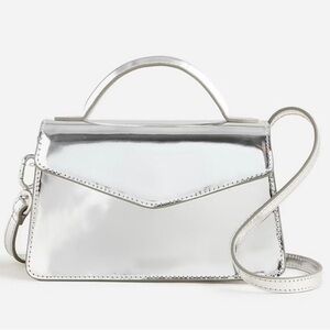 J Crew Gracie Top-Handle Bag
Metallic Leather Silver BT856